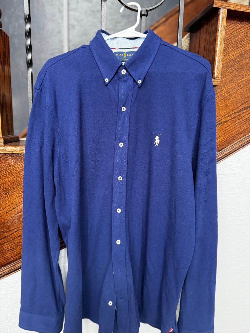 Polo by Ralph Lauren Men's Long-Sleeve Button-Down Shirt Featherweight mesh Navy